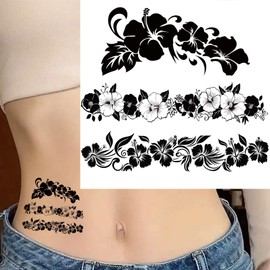 Artsure 6 Sheets Temporary Fake Tattoos For Men Adults Various Hibiscus Hawaiian Tropical Flowers Temporary Fake Tattoo For Women Neck Arm Chest For Woman 3 7 X 3 7 Inch
