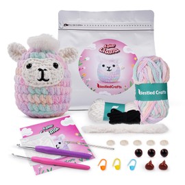 Crochet Kit for Beginners, Crochet Animal Kit Crochet Kit for Adults, Birthday DIY Craft Gift with Crochet Yarns, Hook, Step-by-Step Instruction and Crochet Accessories (Llama)