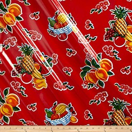 Oilcloth International Oilcloth Cane Red Fabric by The Yard, Red