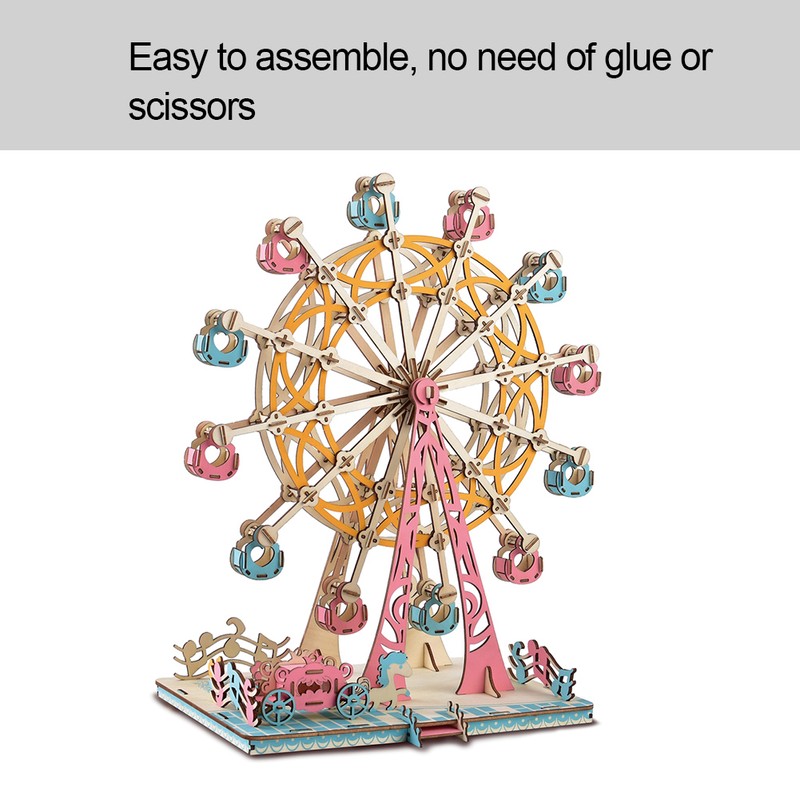 3D Cartoon Wooden Jigsaw Ferris Wheel Puzzle Toy for Kid