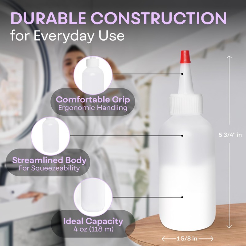 BRIGHTFROM Squeeze Hair Color Applicator Bottles with Red Top Cap,