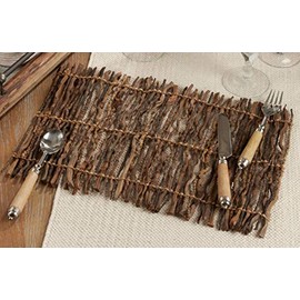 Fennco Styles Unique Coconut Stick Twig Placemats 12 x 18 Inch, Set of 4 – Wood Brown Table Mats for Home Décor, Dining Table, Banquets, Holidays and Special Events