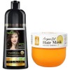 Dark Brown 3 in 1 Hair Dye Shampoo + Argan Oil Hair Mask for Dull Dry Damaged Hair