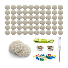 BESULEN 60 Pcs Car Roof Headliner Repair Kit, Grid Cloth Repair Button with Installation Tool, Auto Roof Snap Rivets Retainer for Interior Ceiling Cloth Fixing Repair Buckle (Beige Gray)