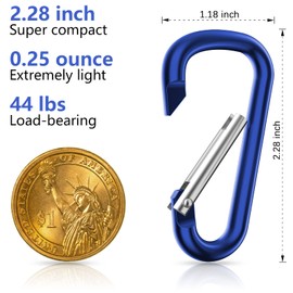 sprookber 2.28" Small Carabiner Clip Keychain, D Ring Caribeaner Clip, Key Clip Caribeener, Keychain Clip Snap Hook for Belt Buckle, Multipurpose, Set of 20 Pack