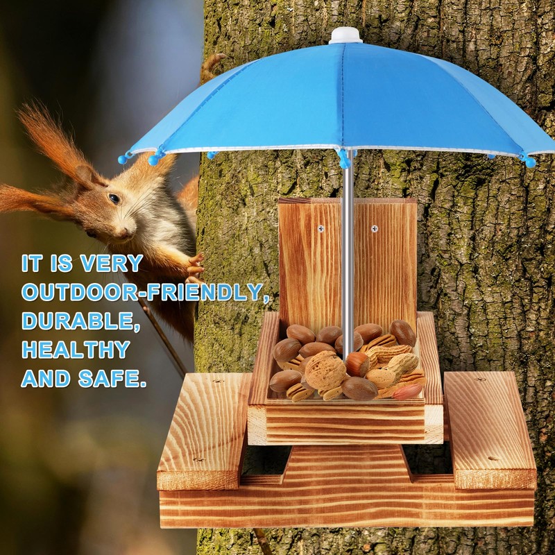 Gnodary Squirrel Feeder with Umbrella, Squirrel Feeders for Outside, Squirrel