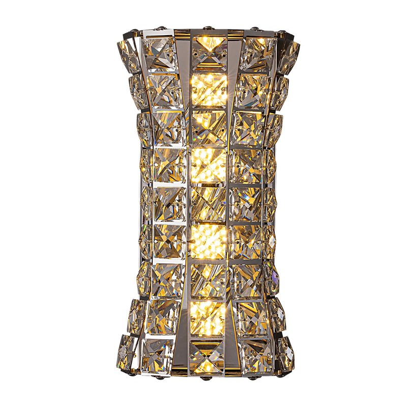 Kaiyuan Crystal Wall Light Fixtures,Modern Chrome Wall Lamp with Clear