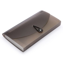 BTSKY Expanding File Folder –New 13 Pockets Small Accordion File Folder Expandable Card Ticket Holder File Storage Folder Check Bill File Folder Plastic Wallet Case (Coffee Translucent)