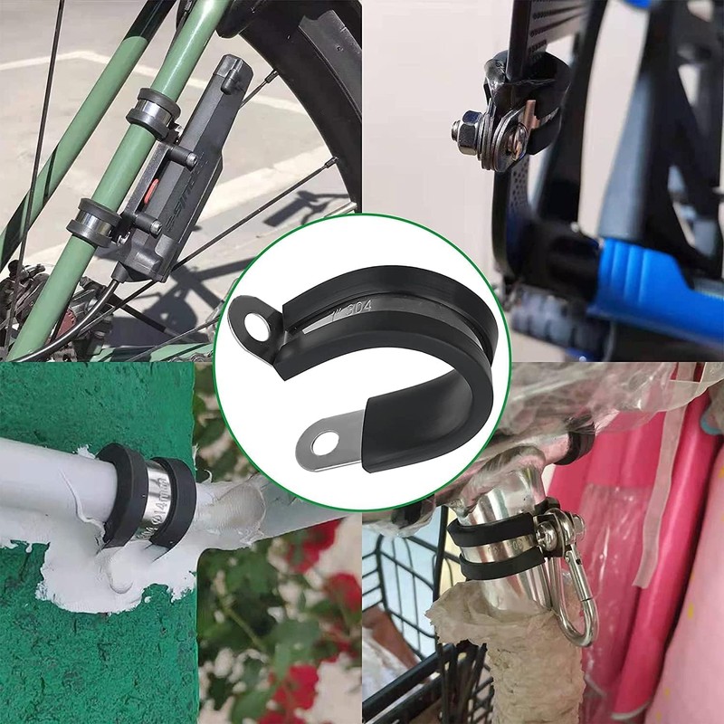 OURU 72PCS Stainless Steel Cable Clamp,Rubber Coated Cushioned Insulated Cable