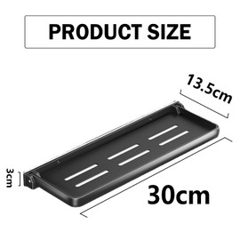 Chris.W 2 Pack Folding Bathroom Wall Shelf, 2 Tier Wall Mounted Floating Shelves, 90° Fold Up, Waterproof Metal Storage Panel, Toilet Phone Holder Shelf Folding Shelf for Laundry Room Kitchen (Black)