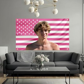 Jeremiah Celebrities and decorations Fisher American pink flag wall fun flag tapestry poster goods suitable for dormitory bedroom decoration aesthetic tapestry Merch 40×60 - SIze: 30×40