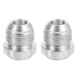 sourcing map 2Pcs Male 8AN Weld on Bung Fitting, Aluminum Alloy Flare Union Coupler for Automotive Replacement Fuel System Fittings, Silver
