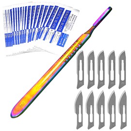 AAProTools Multi Titanium Rainbow 1 Stainless Steel Scalpel Knife Handle #4 With 20 Sterile Scalpel Blades #20 & #24 (AAPro Brand)