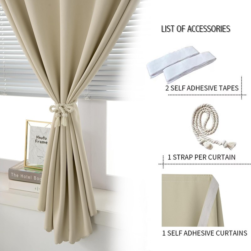 Self Adhesive Portable Blackout Curtains for Bedroom Easy to Install