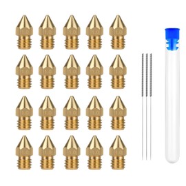 1.0MM MK8 Ender 3 Brass Nozzles 20pcs with 3 Needles for 3D Printer Extruder - Compatible with MK8/CR-8/CR-10/Ender 3/Ender 3S/5/6 (1.0MM)
