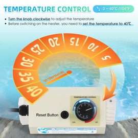 Mxmoonant Pool Heater 3KW 220 240V, Electric Hot Tub Heater Water Thermostat with Temperature Control Self Heating for 500 Gals Spa, Bathtub, Swimming Pool (Hardwired)