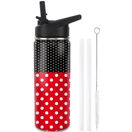 18 oz Kids Mouse Water Bottle Insulated Stainless Steel Water Bottle with Straw & 2 Lids, Leakproof Double-walled Kids Space Water Bottle for School & Outdoor Activities