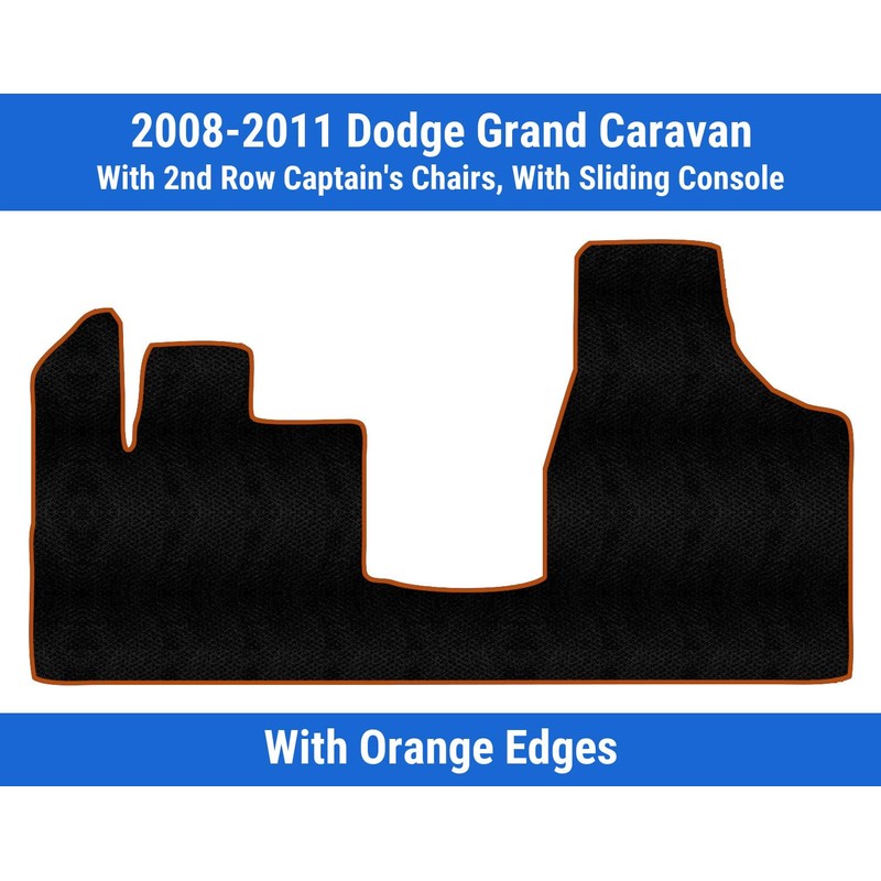 Orange Edge Custom Fit Front Carpet Floor Mat, Black, Compatible