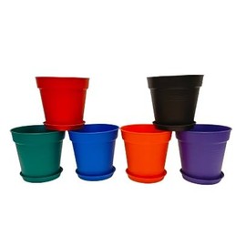 Mintra Home Garden Pots - Flowers, Herbs, Plants, Indoor, Outdoor, Colorful, Wholesale, Bulk (Assorted 6pk, 17cm Diameter (6.6in))