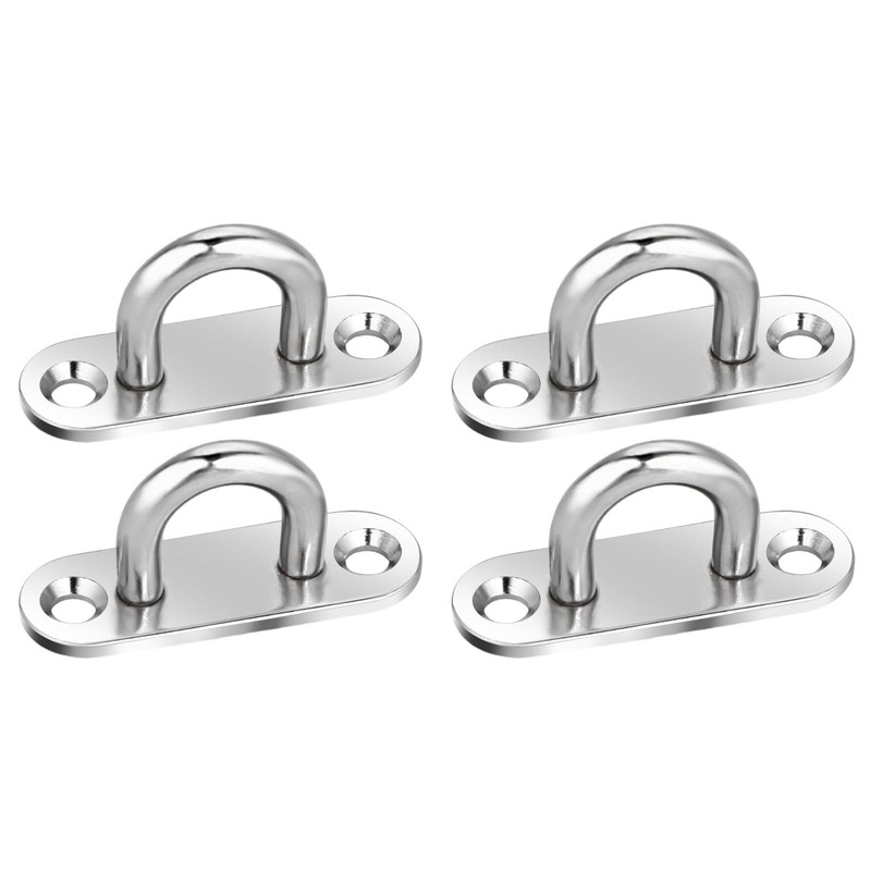 Generic 4 Pack Stainless Steel Pad Eye Plate U Hooks