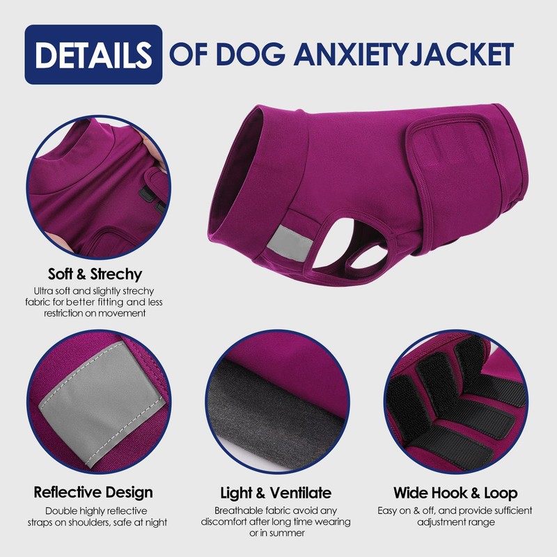 KOESON Reflective Dog Anxiety Vest, Adjustable & Breathable Thunder Jacket