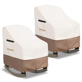 Krismile Patio Adirondack Rocking Chair Cover 2 Pack,Heavy Duty Waterproof Outdoor Chair Covers,Patio Furniture Covers for Adirondack Chair,32" W x 35" D x 32" H,Beige