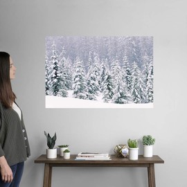 CANVAS ON DEMAND Snow Covered Pine Trees Wall Decal, Forest Artwork