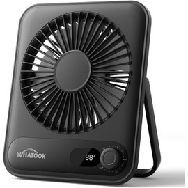 WHATOOK Small Desk Fan Personal Fans: 5000mah 25 Hours Battery Office Quiet Mini Desktop Fan Portable Rechargeable Travel Essentials (Black, 2000 mAh)