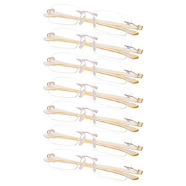 Gr8Sight 7-Pack Rimless Reading Glasses with Small Lenes (YellowArm,+1.75)