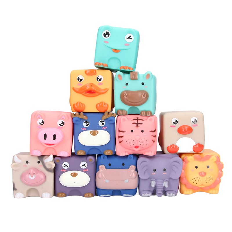 Baby Blocks Soft Silicone Baby Building Blocks Squeeze Toys for