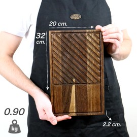 B4K® Oak Steak Board - Serving Board for Steak & Grilled Meat - Solid Chopping Board with Juice Groove - High Quality Grill Board for BBQ, Meat & More