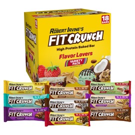 Fit Crunch FITCRUNCH Snack Size Protein Bars, 6-Layer Baked Bar, 3g of Sugar, Gluten Free & Soft Cake Core (18 Count, Flavor Lovers)