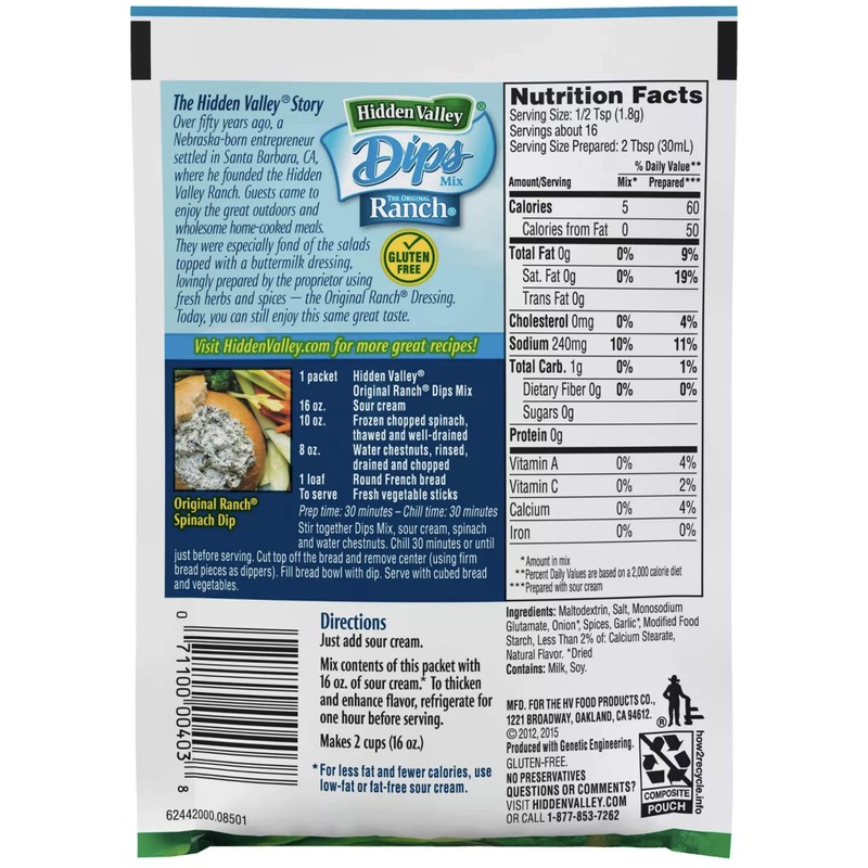Hidden Valley the Original Ranch Dip Mix, 1 Ounce Packet