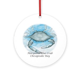CafePress Chesapeake Bay Blue Crab Christmas Ornament Round 4" MDF Holiday Ornament