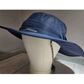 Mission Hydroactive Cooling UPF 50 OS Navy Blue Brim Bucket Hat 111353 NEW