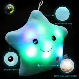 WEWILL Creative Twinkle Star Glowing LED Night Light Plush Pillows Stuffed Toys (Blue)