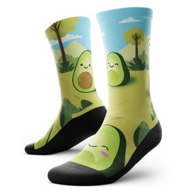 Outway You Complete Me Crew Socks, Moisture-Wicking Athletic Calf Socks with Arch Support for Men and Women, Colorful Design, Size S/M