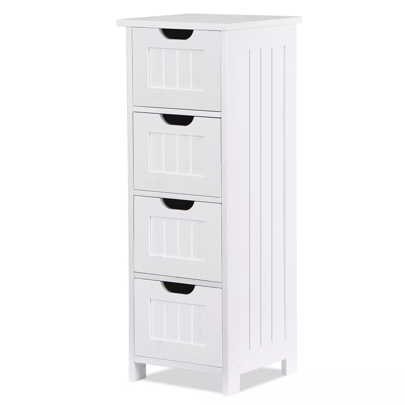 SEGAWE Bathroom Floor Storage Cabinet Freestanding Wooden Side Organizer with