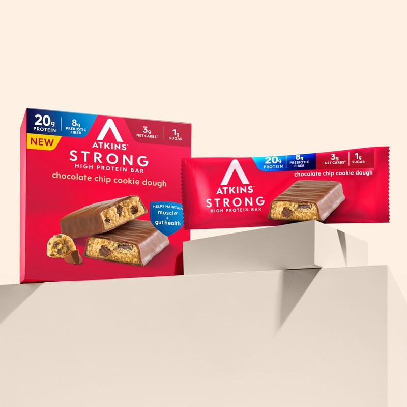 Atkins Strong Chocolate Chip Cookie Dough High Protein Bars, 20g