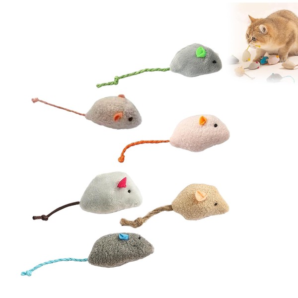 Hsyadazi Pack of 6 Plush Mice with Catnip - Plush