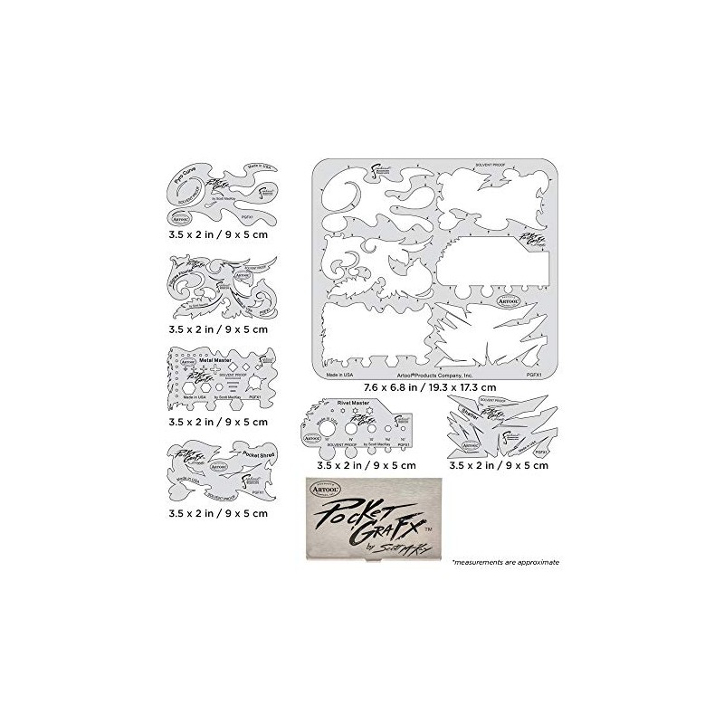 Anest Iwata 6 Airbrush Stencils Artool Pocket GRAFX by S.