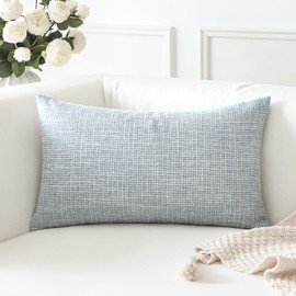 OTOSTAR Linen Throw Pillow Cover Set of 1 Decorative Lumbar Pillowcases Cushion Covers 16x24 Inch for Home Decor Sofa Bedroom Car 40 x 60CM Blue Grey