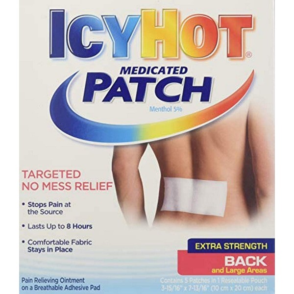 Icy Hot Medicated Patch, Large, 5-Count Boxes (30 Patches) (Extra Strength) – Packaging may vary