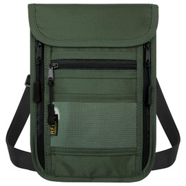 sundee Travel Neck Wallet with Double Zippers, RFID Blocking Passport Holder with Adjustable Neck Strap for Men and Women to Keep Cash, Credit Cards and Travel Documents Safe, Olive Green, Small,