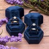 POKOFO Vintage Hexagon Velvet Bearer Box Double Ring with Detachable