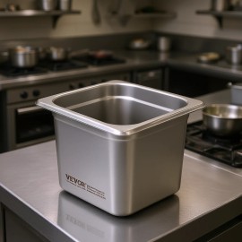 1/6 Size Steam Pan 6 Inch Deep Stainless Steel Anti Jam Commercial Kitchen Food Storage ContainerHeight: 6 in Deep, Size: Size 1/6 Size
