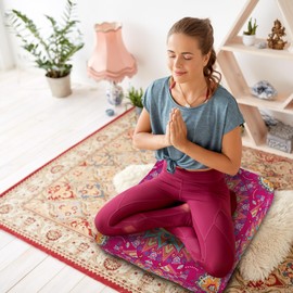 Mandala Meditation Cushion, Boho Meditation Mat, Meditation Pillows for Sitting on Floor, Cushions for Sitting in Home and Outdoor, Square Floor Pillows Cushion Seating for Yoga 22'' X 22''