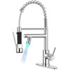 Qomolangma LED Kitchen Faucet with Pull Down Sprayer, Stainless Steel
