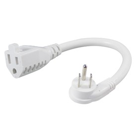 [1 Pack] Flat Wall Plug Short Power Extension Cord - 6inch Mini White Low Profile Flat Head Small Appliance Power Supply AC Cord, 1625W 16AWG Household 3 Prong Indoor Grounded Short Extension Cord