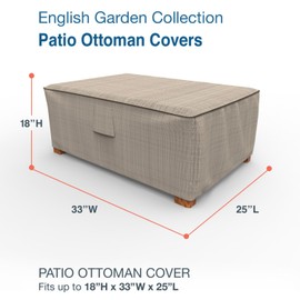 English Garden Patio Ottoman Cover, Heavy Duty and Waterproof Patio Furniture Covers